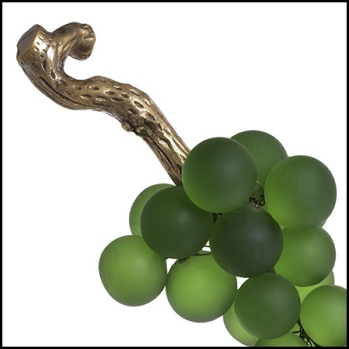 Décoration grappe de raisins en verre vert et laiton 24-Green Grapes