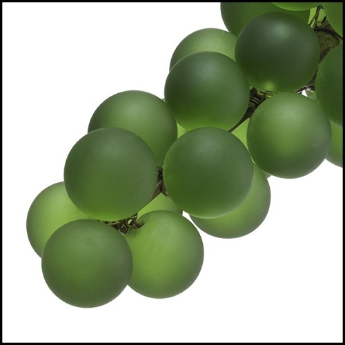 Décoration grappe de raisins en verre vert et laiton 24-Green Grapes