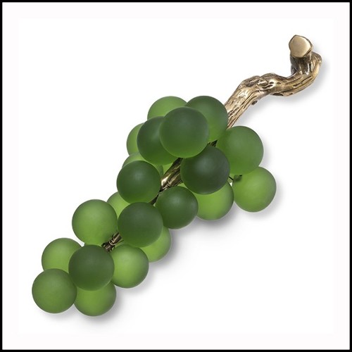 Décoration grappe de raisins en verre vert et laiton 24-Green Grapes