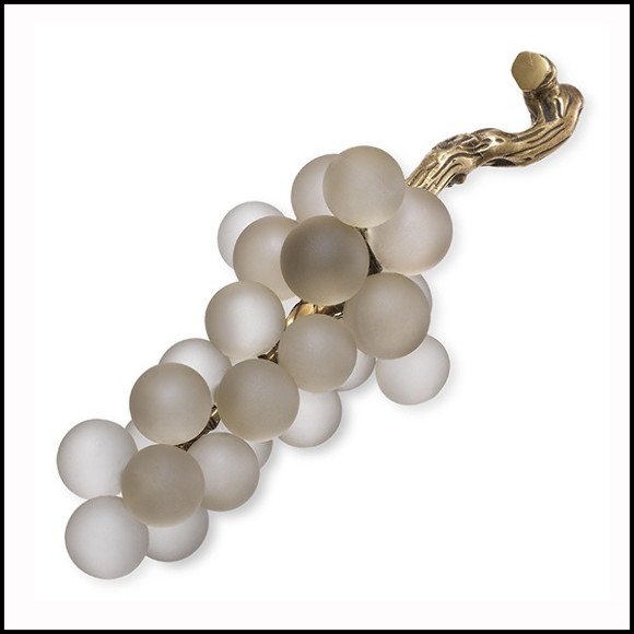 Décoation grappe de raisins en verre blanc avec laiton 24-White Grapes