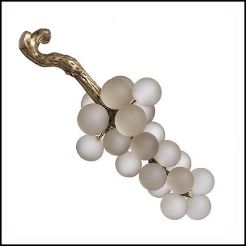 Décoation grappe de raisins en verre blanc avec laiton 24-White Grapes