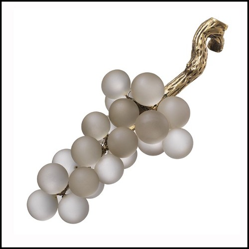 Décoation grappe de raisins en verre blanc avec laiton 24-White Grapes