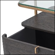 Side table or bedside in solid oak with brushed brass finish 24-Augusto