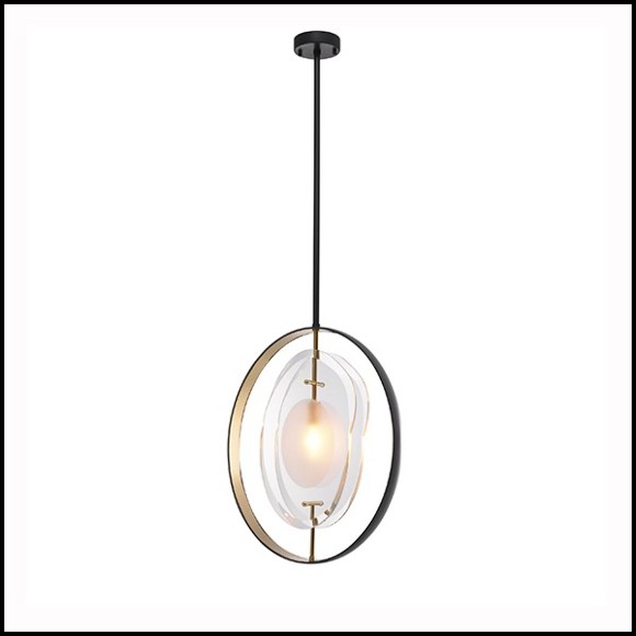 Chandelier with circles in gold finish and bevelles glass 24-Vincente