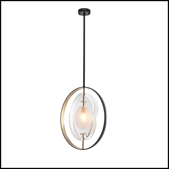 Chandelier avec cercles dorée et verre biseauté 24-Vincente