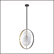 Chandelier with circles in gold finish and bevelles glass 24-Vincente
