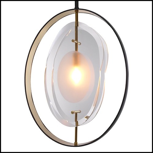 Chandelier avec cercles dorée et verre biseauté 24-Vincente