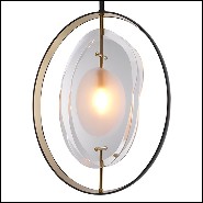 Chandelier avec cercles dorée et verre biseauté 24-Vincente