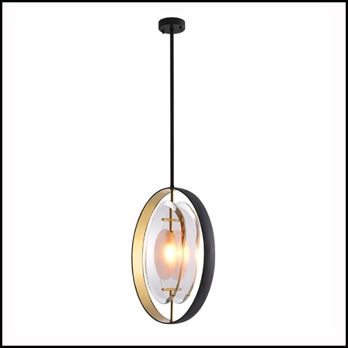 Chandelier avec cercles dorée et verre biseauté 24-Vincente