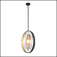 Chandelier with circles in gold finish and bevelles glass 24-Vincente