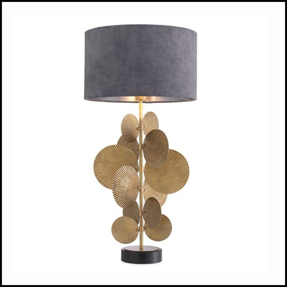 Lampe à poser en laiton vintage avec abats jours gris taupe 24-Mito