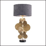 Lampe à poser en laiton vintage avec abats jours gris taupe 24-Mito