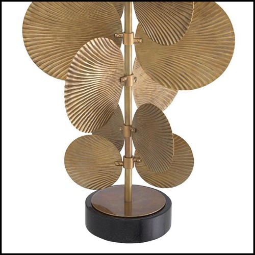 Table lamp vintage brass finish with grey rib shades 24-Mito