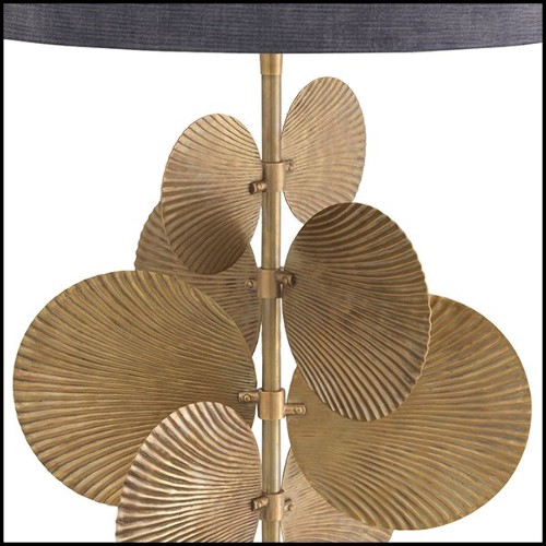 Table lamp vintage brass finish with grey rib shades 24-Mito