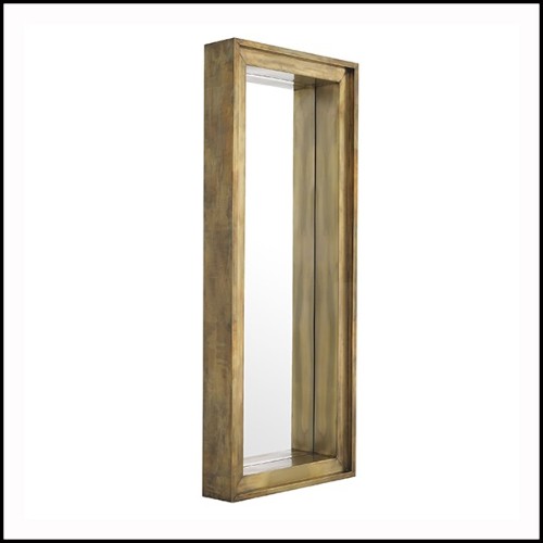 Miroir avec cadre profondeur finition laiton vintage 24-Magenta