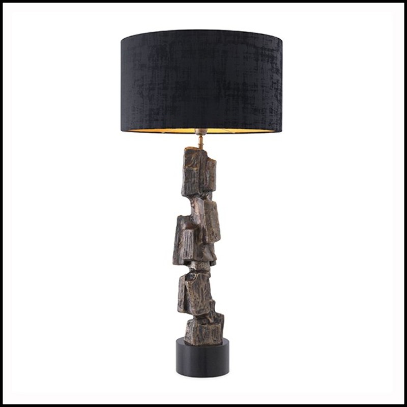 Lampe de table laiton vintage avec abat-jour noir 24-Noto