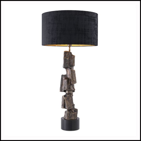 Table Lamp vintage brass and black shade 24-Noto