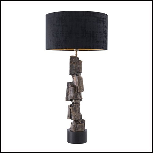 Lampe de table laiton vintage avec abat-jour noir 24-Noto