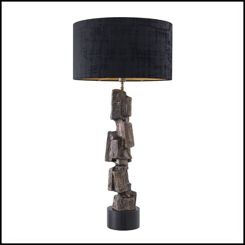 Table Lamp vintage brass and black shade 24-Noto