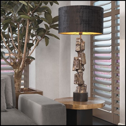 Table Lamp vintage brass and black shade 24-Noto