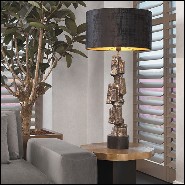 Table Lamp vintage brass and black shade 24-Noto