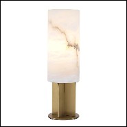 Lampe de table laiton antique et albâtre cylindrique 24-Giorgina