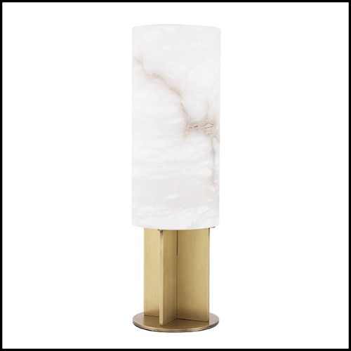 Table Lamp antique brass and cylindrical alabaster 24-Giorgina