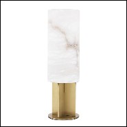 Table Lamp antique brass and cylindrical alabaster 24-Giorgina