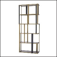 Cabinet matte black and brushed brass with smoked glass shelves 24-Clio