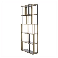 Etagère finition noir mat et laiton brossé avec verre fumée 24-Clio