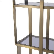 Cabinet matte black and brushed brass with smoked glass shelves 24-Clio