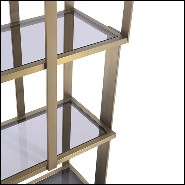 Etagère finition noir mat et laiton brossé avec verre fumée 24-Clio