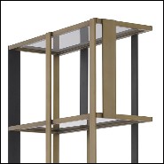 Etagère finition noir mat et laiton brossé avec verre fumée 24-Clio