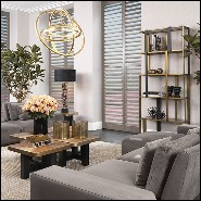 Etagère finition noir mat et laiton brossé avec verre fumée 24-Clio