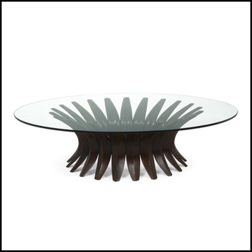 Table basse en acajou et verre trempé clair 119-Niemeyer