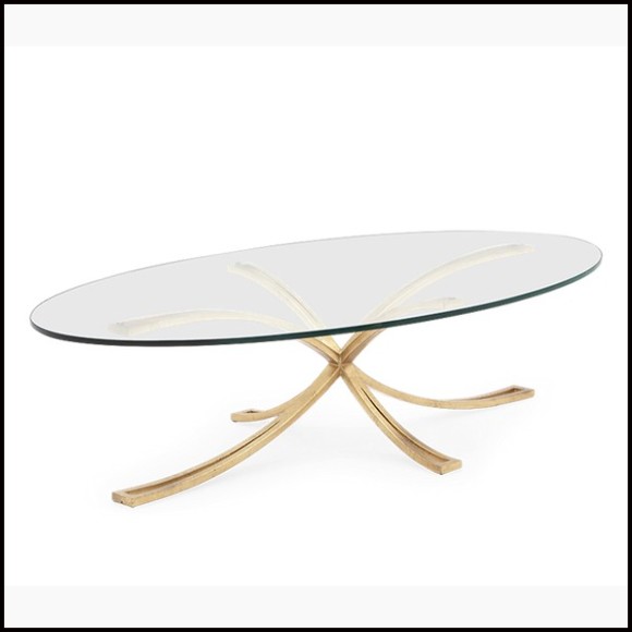Coffee table forged iron base and tempered glass 119-Dressage
