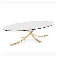 Coffee table forged iron base and tempered glass 119-Dressage