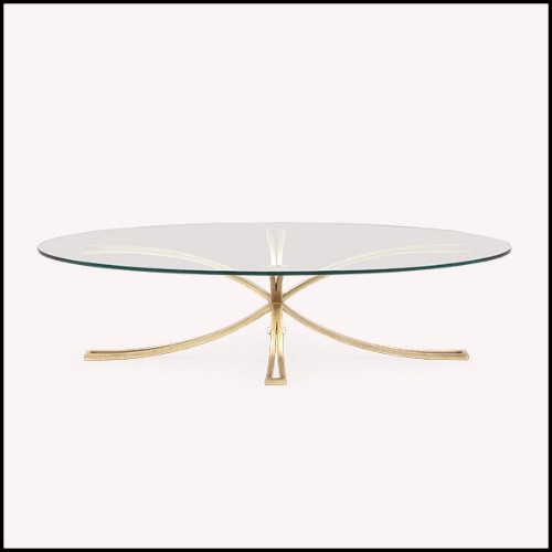 Table basse base fer forgé et verre trempé clair 119-Dressage