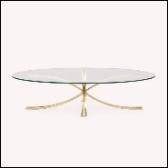 Coffee table forged iron base and tempered glass 119-Dressage