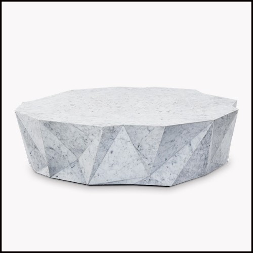 Table basse marbre de Carrareà facette irrégulières 119-Marmo