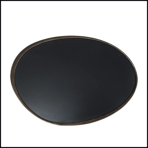 Table basse style rétro laiton et verre noir 119-Dansette