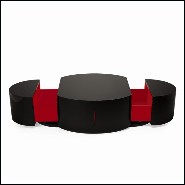 Table basse acajou avec tiroirs 119-Coccinelle