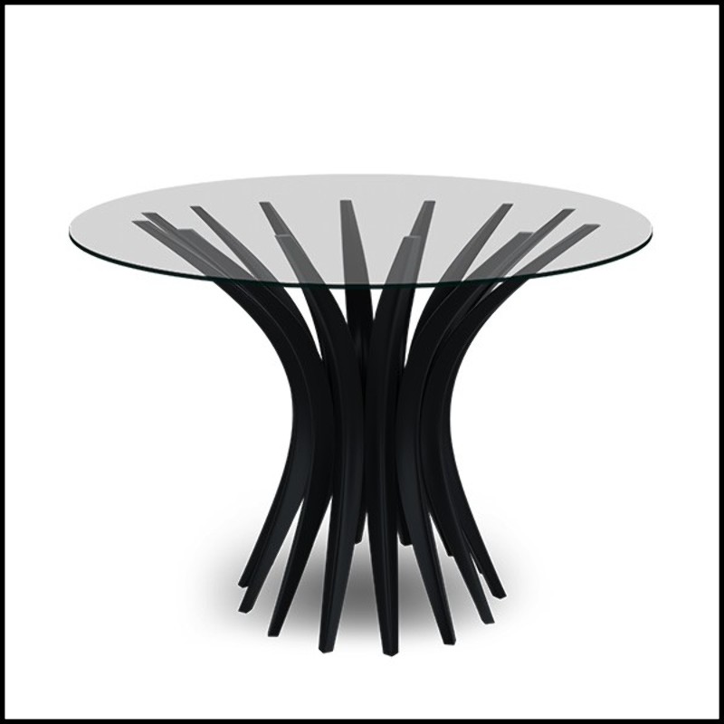 Table à manger acajou verre trempé clair 119-Niemeyer