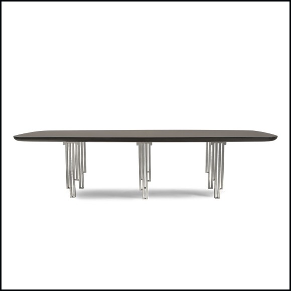 Table à manger acajou et base nickel 119-Eiffel I
