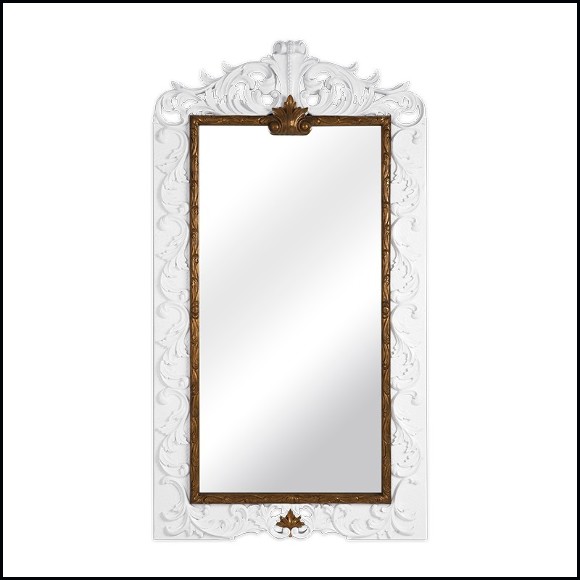 Miroir avec cadre finition blanc et feuille d'or antique 119- Bas Relief Foliage