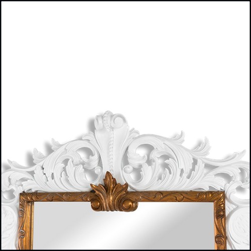 Miroir avec cadre finition blanc et feuille d'or antique 119- Bas Relief Foliage