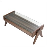 Table basse pieds en V et verre transparent 24-Lionnel