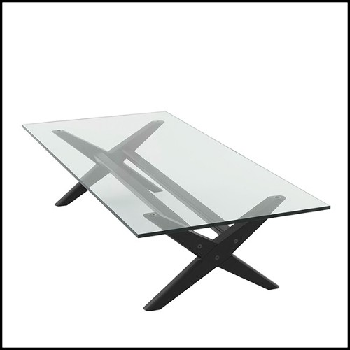 Table basse pieds en X en bois massif finition Classic Noir 24-Maynor Black