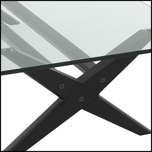 Table basse pieds en X en bois massif finition Classic Noir 24-Maynor Black