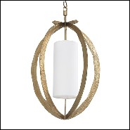 Lustre lanterne laiton vintage martelé 24-Luciano